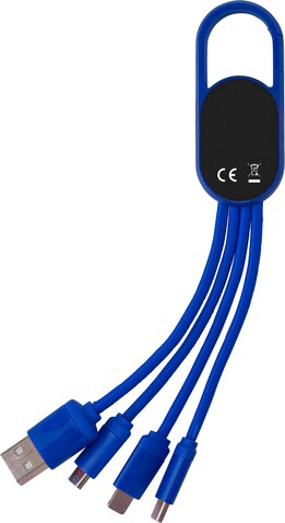 Ladekabel Idris | 4-in-1 – Blau bedrucken, Art.-Nr. 005999999_432312