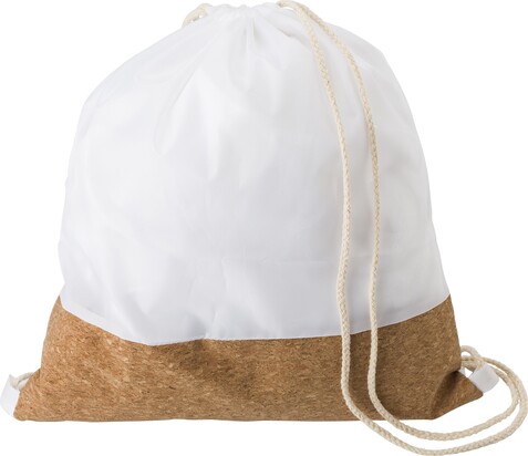 Rucksack aus rPET und Kork mit Kordelzug Elodie – Weiß bedrucken, Art.-Nr. 002999999_437832