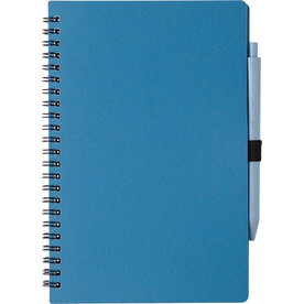 Notizbuch und Kugelschreiber aus Weizenstroh Massimo – Blau bedrucken, Art.-Nr. 005999999_480875