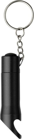 Schlüsselanhänger mit Flaschenöffner Carla – Schwarz bedrucken, Art.-Nr. 001999999_4867