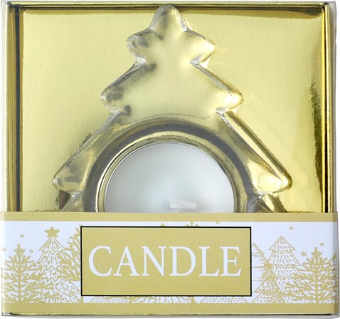 Teelichthalter Casey | Glas | Weihnachtsbaum – Gold bedrucken, Art.-Nr. 031999999_4896