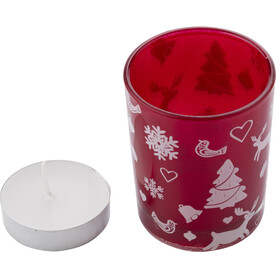 Kerzenhalter Kirsten | Glas – Rot bedrucken, Art.-Nr. 008999999_5039