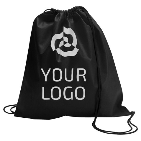 Schuh-/Rucksack (Turnbeutel) aus Non-Woven Nico – Schwarz bedrucken, Art.-Nr. 001999999_6232