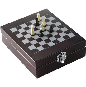 Weinset Renée | Holzkiste | Schachbrettdeckel | 4 St. – Braun bedrucken, Art.-Nr. 011999999_6832