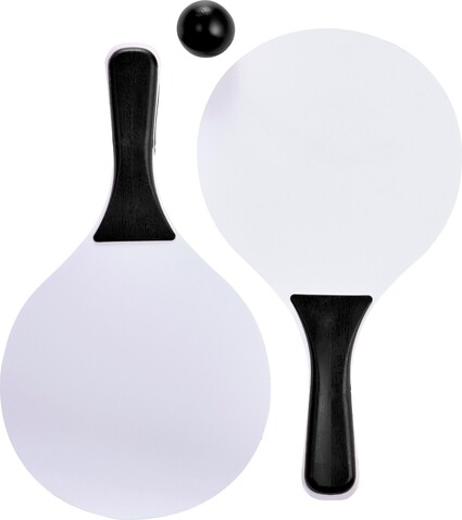 Beachball Tennisspiel aus Holz Eliza – Schwarz bedrucken, Art.-Nr. 001999999_6985