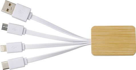 Bambus Ladekabel Brandan – Weiß bedrucken, Art.-Nr. 002999999_710986