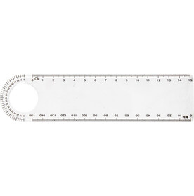 Lineal Ashlyn | Kunststoff | Transparent | Mit Winkelmesser und Lupe – Neutral bedrucken, Art.-Nr. 021999999_7284