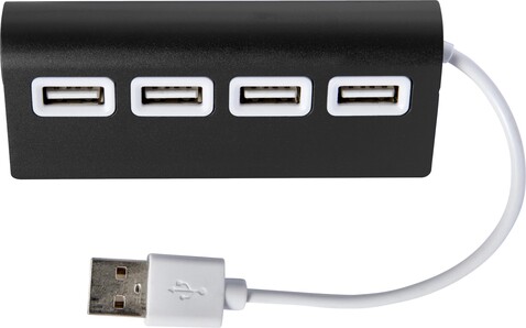 USB-Hub Leo | Aluminium | 4 Anschlüsse – Schwarz bedrucken, Art.-Nr. 001999999_7737 USB-Hub Leo | Aluminium | 4 Anschlüsse – Schwarz bedrucken, Art.-Nr. 001999999_7737
