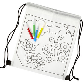 Rucksack Santino | Vliesstoff | Kordelzug | 2,5 l – Weiß bedrucken, Art.-Nr. 002999999_7909