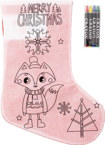 Weihnachtsstrumpf aus Non-Woven (80 gr/m²) Jasleen – Rot/Weiß bedrucken, Art.-Nr. 048999999_8292