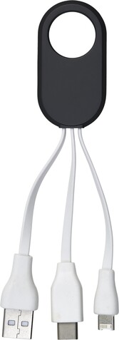 Ladekabel Pilar | 3-in-1 – Schwarz bedrucken, Art.-Nr. 001999999_8450 Ladekabel Pilar | 3-in-1 – Schwarz bedrucken, Art.-Nr. 001999999_8450