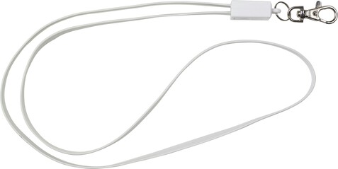2-in-1 Schlüsselband aus TPE-Kunststoff Marguerite – Weiß bedrucken, Art.-Nr. 002999999_8451
