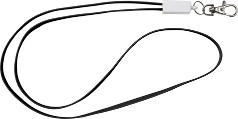 2-in-1 Schlüsselband aus TPE-Kunststoff Marguerite – Schwarz bedrucken, Art.-Nr. 001999999_8451