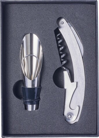 2-teiliges Sommelierset aus Edelstahl Dale – Schwarz bedrucken, Art.-Nr. 001999999_8589 2-teiliges Sommelierset aus Edelstahl Dale – Schwarz bedrucken, Art.-Nr. 001999999_8589