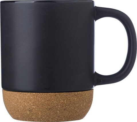 Tasse Rosamund | Keramik | Korkboden | 300 ml – Schwarz bedrucken, Art.-Nr. 001999999_864506