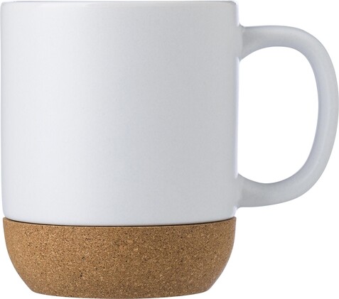 Tasse Rosamund | Keramik | Korkboden | 300 ml – Weiß bedrucken, Art.-Nr. 002999999_864506