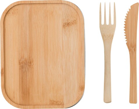 Brotdose aus Edelstahl Esme – Braun bedrucken, Art.-Nr. 011999999_865050