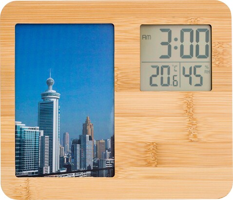Wetterstation aus Bambus Colton – Braun bedrucken, Art.-Nr. 011999999_866586