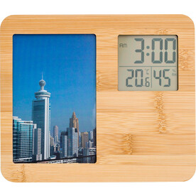Wetterstation Colton | Bambus | Bilderrahmen – Braun bedrucken, Art.-Nr. 011999999_866586