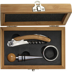 Weinset Leonie | Bambus | 3 Stück – Braun bedrucken, Art.-Nr. 011999999_8721