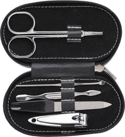 Maniküre-Set in Kunststoffbox Blake – Schwarz bedrucken, Art.-Nr. 001999999_9190