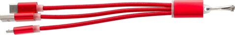 USB-Aufladekabel aus Aluminium Alvin – Rot bedrucken, Art.-Nr. 008999999_9215