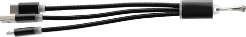 USB-Aufladekabel aus Aluminium Alvin – Schwarz bedrucken, Art.-Nr. 001999999_9215