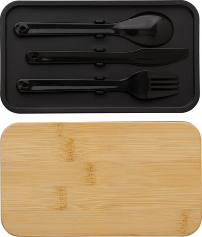 Doppellagige PP-Lunchbox Maxton – Schwarz bedrucken, Art.-Nr. 001999999_966040