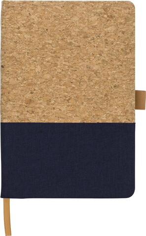 Notizbuch Trevor aus Kork und Baumwolle – Blau bedrucken, Art.-Nr. 005999999_967381