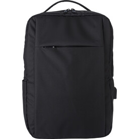rPET (300D) Laptop-Rucksack Jesse – Schwarz bedrucken, Art.-Nr. 001999999_967399