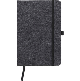 Notizbuch Harper | Recycelter Filz | A5 | Liniert – dunkelgrau bedrucken, Art.-Nr. 491999999_970941
