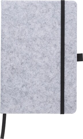rPET Filz Notizbuch Harper – Grau bedrucken, Art.-Nr. 003999999_970941