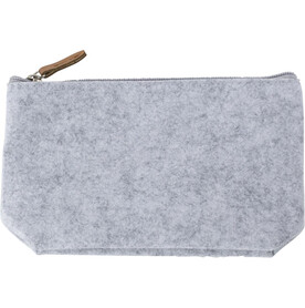 Kosmetiktasche Lucy | Recycelter Filz | Kunstleder-Details – Hellgrau bedrucken, Art.-Nr. 027999999_970970