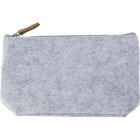 Kosmetiktasche Lucy | Filz | Kunstleder-Details – Hellgrau bedrucken, Art.-Nr. 027999999_970970
