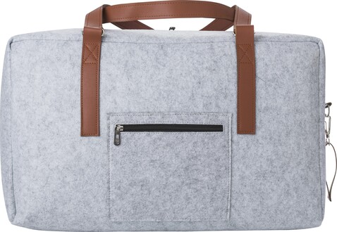 rPET-Filz-Reisetasche Natalie – Hellgrau bedrucken, Art.-Nr. 027999999_971799
