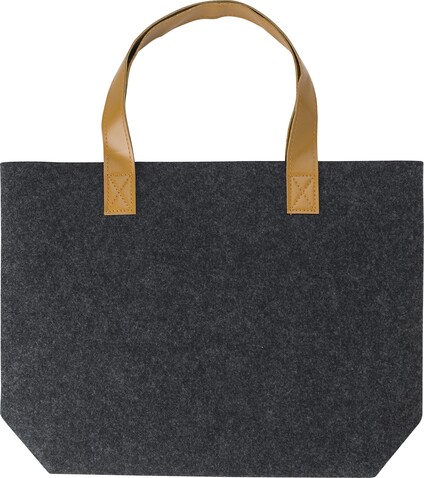 Einkaufstasche Hunter | Recyceltes Filz | Lange Griffe – Grau bedrucken, Art.-Nr. 003999999_971805
