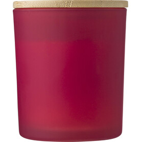 Kerze Josiah | Glas mit Bambusdeckel | Sojawachs | 280 g – Rot bedrucken, Art.-Nr. 008999999_971839