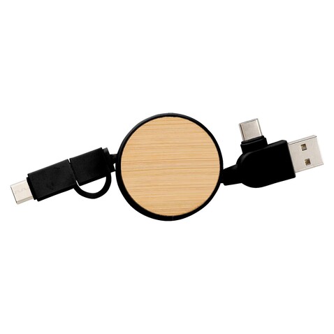 Verlängerbares ABS-Ladekabel Jared – Schwarz bedrucken, Art.-Nr. 001999999_976586