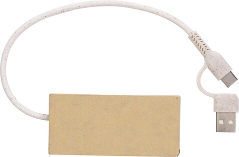USB-Hub aus Aluminium und recyceltem Papier Paulo – Braun bedrucken, Art.-Nr. 011999999_976588