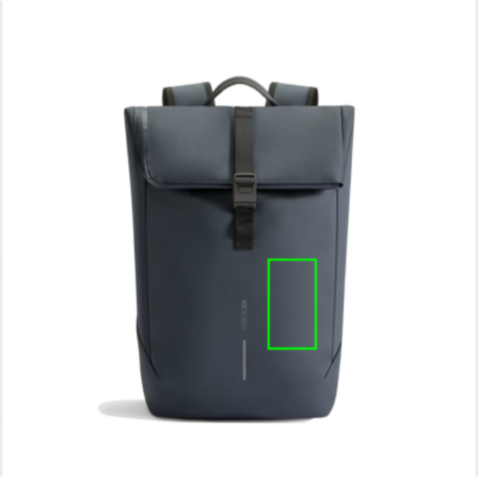 Urban wasserabweisender Flap-Top Rucksack navy blau, schwarz bedrucken, Art.-Nr. P706.2625