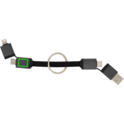 Terra 4-in-1 Schnellladekabel für den Schlüsselbund aus rAlu grau bedrucken, Art.-Nr. P302.7602