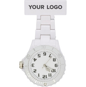 Krankenschwester-Uhr aus Kunststoff Simone – Weiß bedrucken, Art.-Nr. 002999999_1116