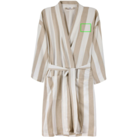 VINGA Ornos GRS Hamam-Bademantel L/XL beige, weiß bedrucken, Art.-Nr. V4172219LXL