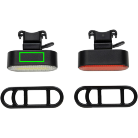 Lumino USB Fahrradlicht-Set aus RCS recyceltem Kunststoff schwarz bedrucken, Art.-Nr. P513.8401