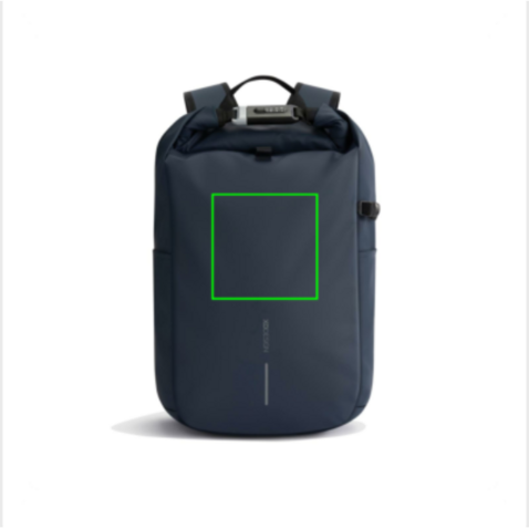Urban wasserabweisender Anti-Diebstahl Rucksack navy blau, schwarz bedrucken, Art.-Nr. P706.2825