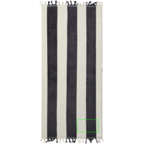 VINGA Valmer Strandtuch 450gr/m² schwarz, beige bedrucken, Art.-Nr. 8053