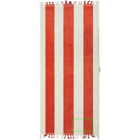 VINGA Valmer Strandtuch 450gr/m² rot, beige bedrucken, Art.-Nr. 8046