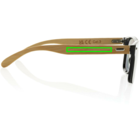 Prism Sonnenbrille aus RCS rec. Kunststoff mit Bambusbügeln braun bedrucken, Art.-Nr. P453.8509