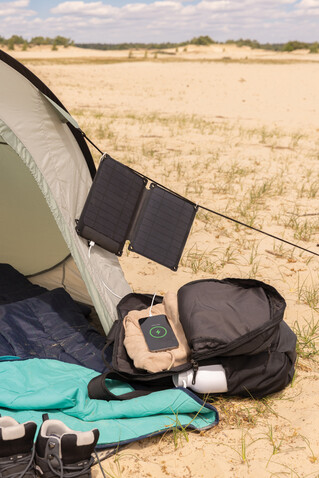 Solarpulse 10W tragbares Solarmodul aus RCS rPlastik schwarz bedrucken, Art.-Nr. P323.061