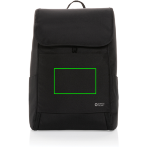 Swiss Peak Fern AWARE™ RPET 15,6&quot; Rucksack mit Allover-Zip schwarz bedrucken, Art.-Nr. P763.041